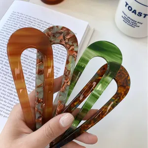 Set di forcine per capelli a U retro, eleganti fermagli in acetato per styling di crocchia.