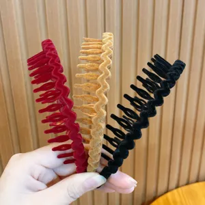 Velvet zigzag hair hoops non-slip teeth headbands set multi-color stylish hair accessories for women
