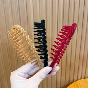 Flocked wave hair comb teeth non-slip headband stylish women hair accessories new