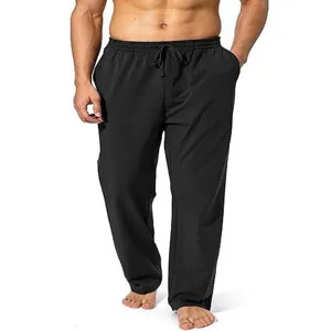 Pantaloni sportivi casual neri da uomo, pantaloni da corsa larghi con vita elasticurata coulisse.