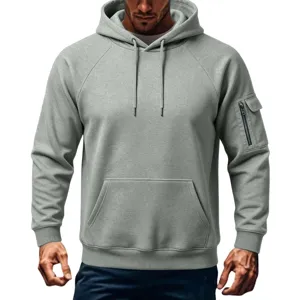 Men's heavyweight fleece lined hoodie with pocket and sleeve detail for outdoor commuting style.