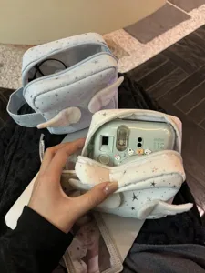 Cute star pattern angel wings storage pouch portable cosmetic bag small square makeup bag