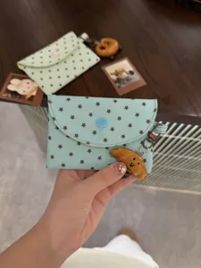 Joli porte-monnaie étoile menthe avec pendentif croissant pochette de carte détail sac