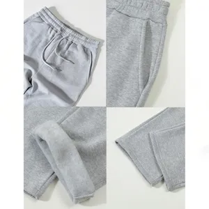 Men grey fleece lined sweatpants detail view casual warm winter cozy joggers trousers
