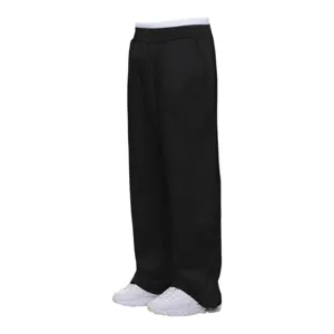 Pantalon de survetement noir decontracte ample streetwear y2k taille elastique zippe bas