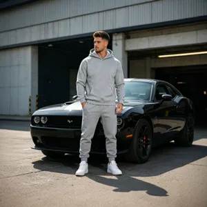 Men's Casual Solid Color Fleece Lined Hoodie And Sweatpants Set Long Sleeve Hooded Pullover Top Jogger Pants Tracksuit