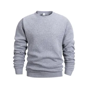 Felpa grigia con girocollo, elegante top casual a manica lunga per l'uso quotidiano.