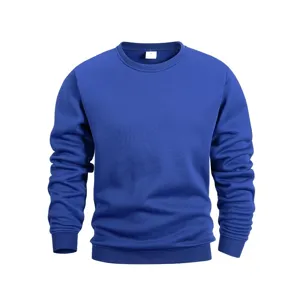 Felpa classica blu tinta unita girocollo manica lunga sportswear top vista dettaglio