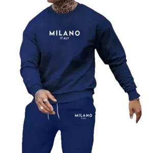 Men's fleece sweatshirt and sweatpants two-piece set casual autumn winter winter wear tracksuit