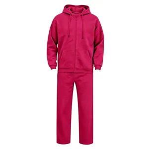 Herren Fleece Kapuzenpullover Trainingsanzug Freizeit Outdoor Sportbekleidung Set magenta