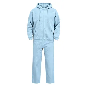Herren Freizeit Fleece Kapuzenjacke mit Reißverschluss und passender Jogginghose Set.