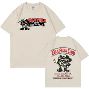 Camiseta gráfica vintage Ella Fellas de manga corta para hombres y mujeres, camiseta casual.