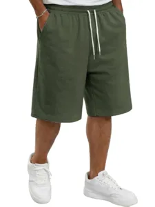 Heren casual shorts met trekkoord gebreid groen detailoverzicht voor dagelijks gebruik