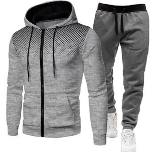 Men's fleece tracksuit set with gradient polka dot hoodie and comfortable sweatpants.