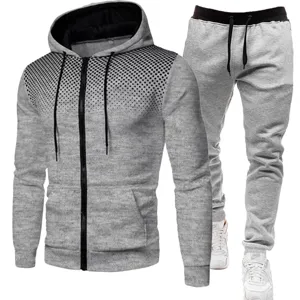 Men women gradient dot hooded sweatshirt and jogger fleece tracksuit set for autumn winter.