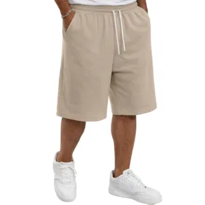Heren casual gebreide trekkoord shorts effen kleur losse pasvorm zomer streetwear