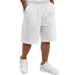 Heren effen wit casual gebreide drawstring shorts comfortabele dagelijkse streetwear mode