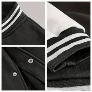 Détails de la veste teddy décontractée pour homme avec col côtelé et boutons-pression.