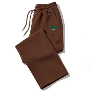 Spring autumn loose wide leg sweatpants brown drawstring casual pants for men and women