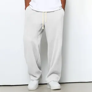 Pantalon de survetement large gaufre homme streetwear decontracte droit detail