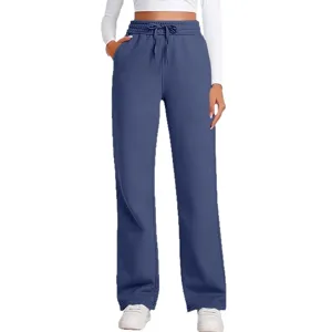 Women's high waist wide leg sweatpants with adjustable drawstring casual athletic trousers