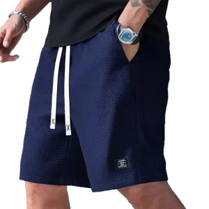 Men's waffle knit casual shorts summer streetwear comfortable five-point athletic pants