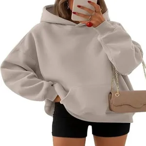 Felpa con cappuccio oversize grigio chiaro in felpa con tasca per stile casual.