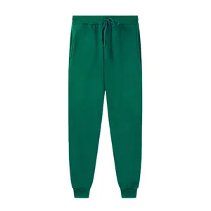 Unisex green fleece jogger sweatpants for casual sports running fitness gym wear.