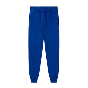 Unisex royal blue fleece sweatpants with drawstring and cuffed hem for daily wear