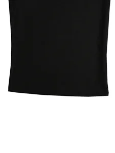 Solid black casual shorts detail view, simple and versatile fashion daily wear styles.