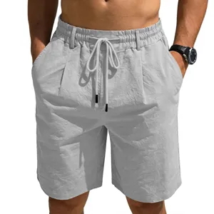 Shorts de loisirs homme uni ample cordon de serrage respirant été plage vue principale