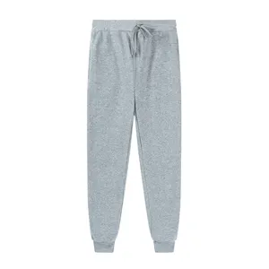 Unisex grey fleece sweatpants with adjustable drawstring waist and comfortable cuffed ankles.