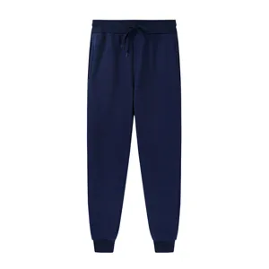 Classic navy blue fleece sweatpants for men and women, cozy joggers with drawstring waist.