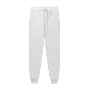 Unisex white fleece sweatpants with drawstring waist and cuffed hem for casual wear.