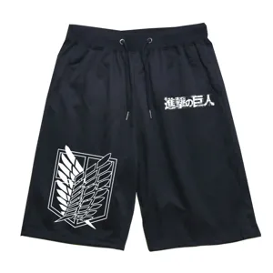 Men's Attack on Titan printed casual shorts, comfortable five-point beach shorts.
