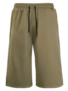 Men's loose solid color casual cropped shorts, comfortable drawstring waist streetwear apparel.