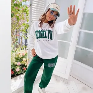 2025 neue mode buchstaben druck sweatshirt und jogger hosen set für freizeitkleidung