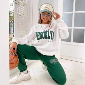2025 neue Mode Buchstaben Print Sweatshirt und Jogginghose Set, lässiger Pullover.