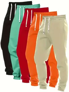 Damen einfarbige Kordelzug Jogginghose freizeit Sporthose 5er Pack bequeme Alltagskleidung.