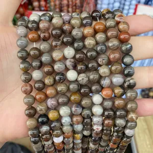 Macro shot of natural agate stone beads with diverse patterns for jewelry making