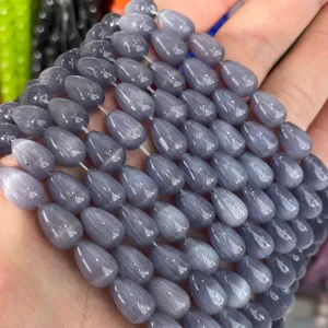 Detail shot of 8x12mm lavender cat's eye teardrop beads for DIY jewelry making