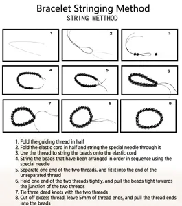 Step-by-step 8-stage visual tutorial for stringing DIY natural stone bead bracelets