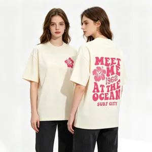Unisex Casual Baumwollmischung T-Shirt Sommer Kurzarm Rundhals Buchstaben Blumen Print Top Für Damen Und Herren