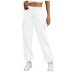 Women high waist cargo sweatpants casual loose jogger pants with pockets for daily wear