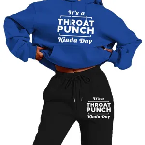 Womens fleece lined tracksuit set casual hoodie and sweatpants with letter print apparel new