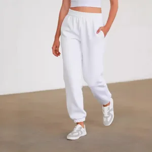 Pantaloni della tuta bianchi donna felpati casual jogging pantaloni sportivi