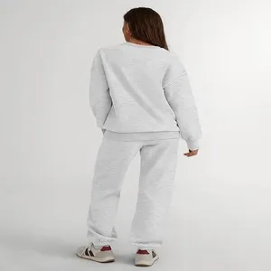 Women 2 piece lounge set grey sweatshirt and sweatpants casual sportswear autumn outfit