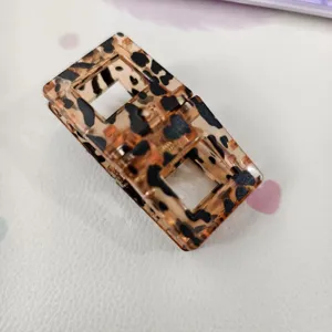 Square Magnetic Hair Clip PC Leopard Print Hair Claw Fashion Hair Accessories For Women Daily Styling