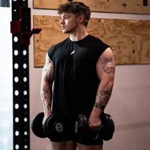 Breathable mesh athletic sleeveless tank top for men, loose fit quick dry gym workout shirt.