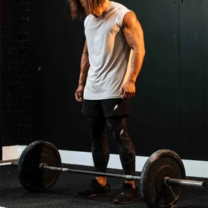 Men's breathable mesh sleeveless fitness gym workout running athletic active tank top.